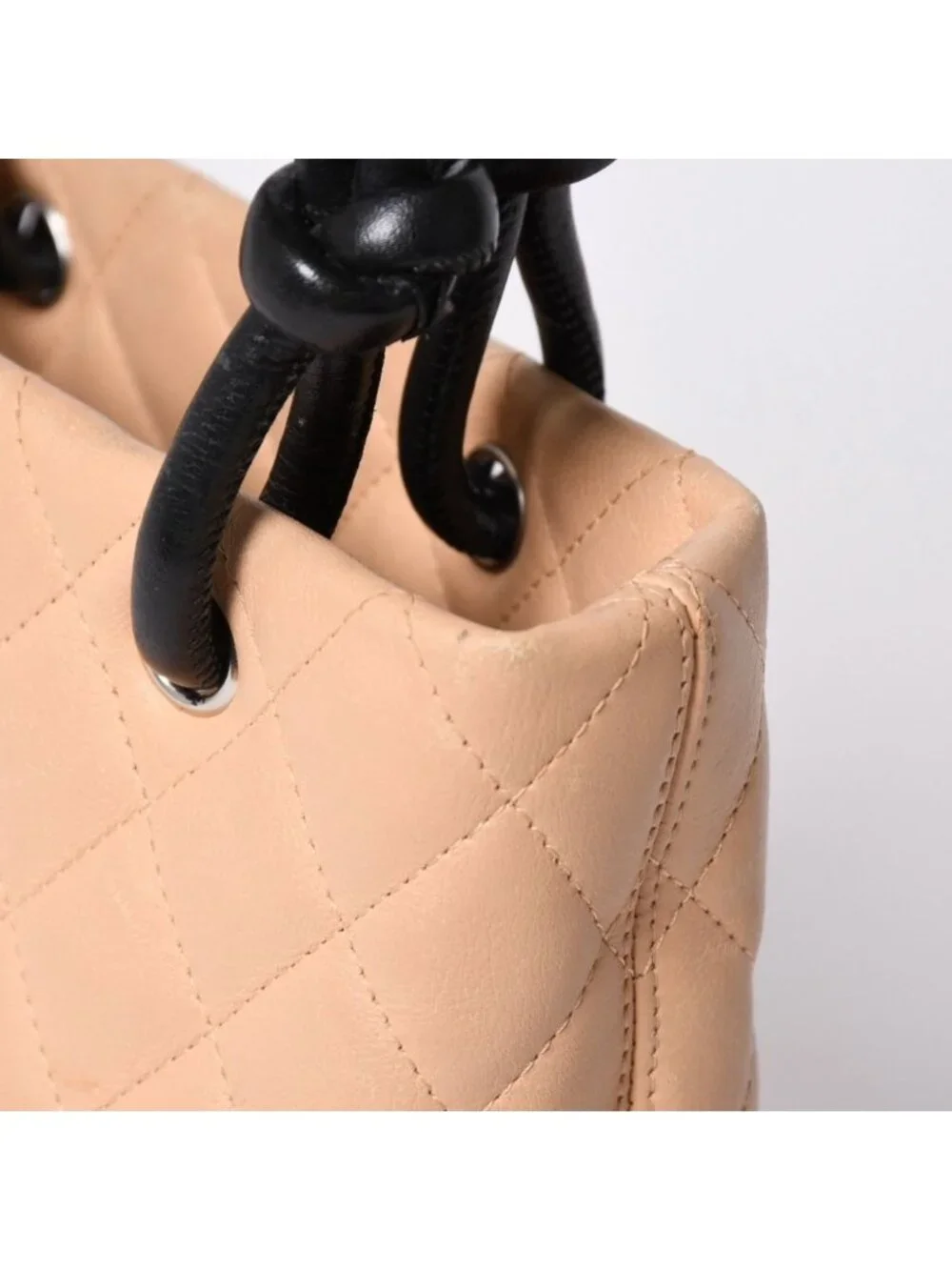 Chanel Canbon Cambon Line Small Tote Bag CC Logo Calfskin Beige
